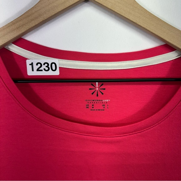 Isaac Mizrahi Live Essentials Pink Scoop Neck Top 3/4 Sleeve Size M - Picture 2 of 5